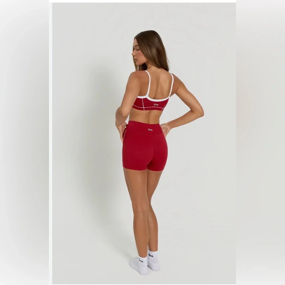 Fern Fitness Bright Red workout Set - shorts and sports bra - Picture 2 of 5